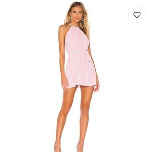 Revolve Lillian Halter Mini Dress in Pink Stripe
